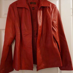 Lamb leather zip blazer